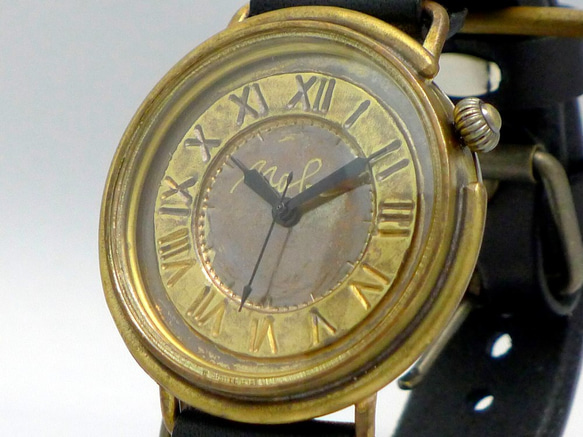 "GIGANT-B" ローマ数字 特大JUMBO(42mm)Brass 手作り腕時計 [JUM129] 2枚目の画像