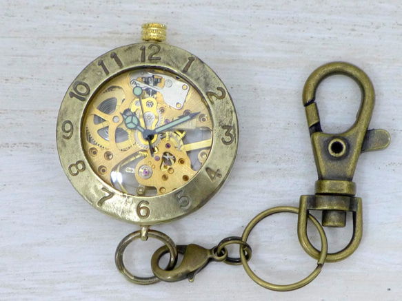 BHW056 手動上鍊懷錶 黃銅阿拉伯數字表圈 手工表 [BHW056] 第2張的照片