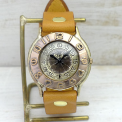 "Explorer-JB3" JUMBO36mm Brass 銅ベゼル 立体数字 手作り腕時計 [JUM65BC] 2枚目の画像
