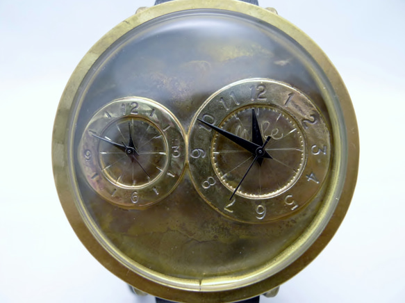 “GIGATIME-Dual”特大號 50 毫米黃銅雙時區手工腕錶 [JUM137] 第2張的照片