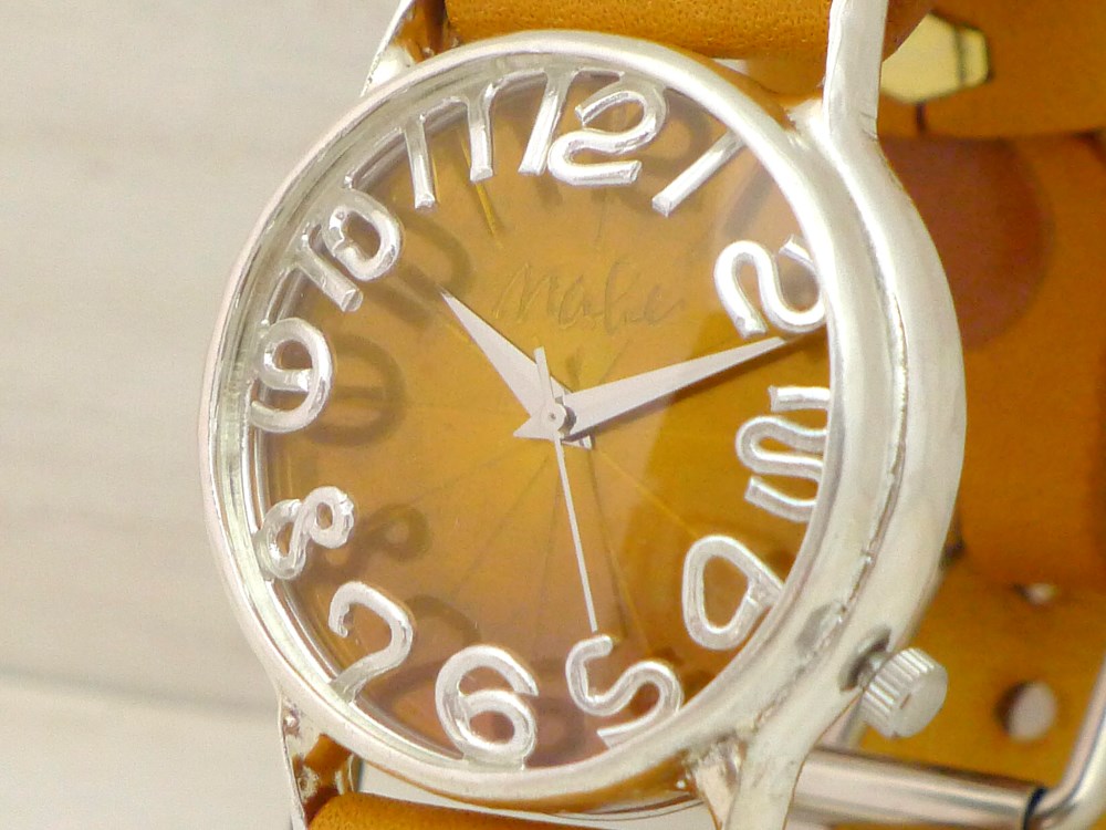 "J.S.S.3" JUMBO36mm Silver イエロー文字盤 手作り腕時計 [JUM130SV]