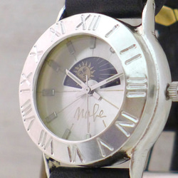 "Explorer2-SV-S&M" Mens Silver Sun&Moon 手作り腕時計[275SV-S&M] 1枚目の画像