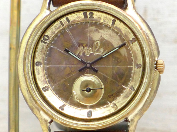 “JB-SS2”阿拉伯數字 36mm 黃銅小秒針手工腕錶 [JUM31SS2] 第1張的照片