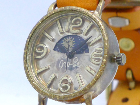 "S-WATCH4-B-S&M" Mens Brass Sun&Moon 手作り腕時計 [196B-S&M CA] 2枚目の画像