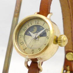 Lady's Brass Sun＆Moon ブレスレット風モデル 手作り腕時計 [365S&M BR] 1枚目の画像