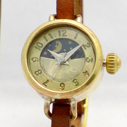 女士黃銅太陽和月亮手鍊款式型號手工腕錶 [365S &amp; M BR] 第4張的照片
