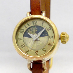 Lady's Brass Sun＆Moon ブレスレット風モデル 手作り腕時計 [365S&M BR] 5枚目の画像