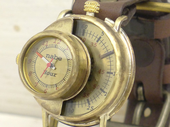 "SCOP-L" JUMBO Brass 時間・分独立表示ユニークモデル 手作り腕時計 [JUM66 BR] 1枚目の画像