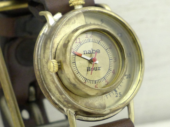 "SCOP-L" JUMBO Brass 時間・分独立表示ユニークモデル 手作り腕時計 [JUM66 BR] 2枚目の画像