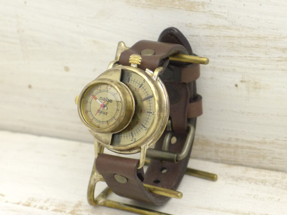 "SCOP-L" JUMBO Brass 時間・分独立表示ユニークモデル 手作り腕時計 [JUM66 BR] 4枚目の画像