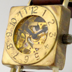 BAM049 自動上鍊方形款男士黃銅手工縫製腰帶手工腕錶 [BAM049 BR Hand-sewn] 第1張的照片