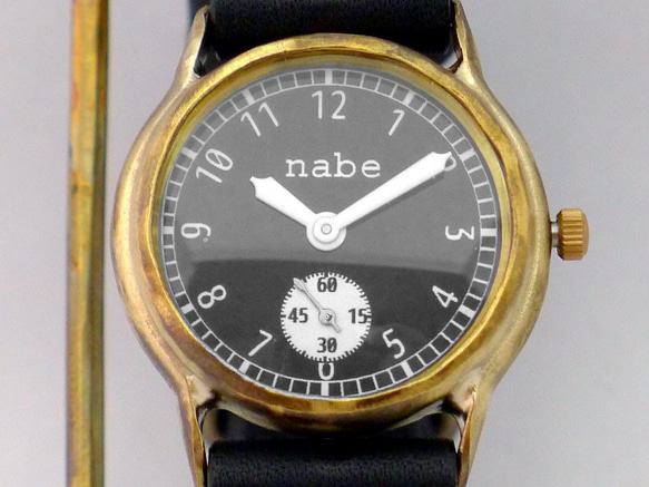 “Plain-SSP”男士黃銅小秒針印花錶盤 BK 手工手錶 [352SSP BK] 第1張的照片