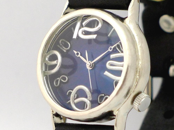 &quot;On Time-S&quot; BL(藍色) 錶盤 32mm 銀色 手工手錶 [214BSV BL] 第2張的照片