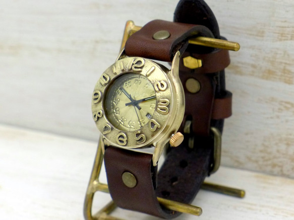 “Index1-B-DATE”男士黃銅 DATE（日期表）手工腕錶 [64B-DATE] 第4張的照片