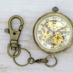 BHW115 手巻き懐中時計 ローマ数字 JUMBO(38mm)真鍮甲丸ケース 手作り腕時計 [JUM115] 6枚目の画像