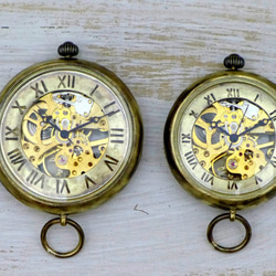 BHW115 手巻き懐中時計 ローマ数字 JUMBO(38mm)真鍮甲丸ケース 手作り腕時計 [JUM115] 7枚目の画像