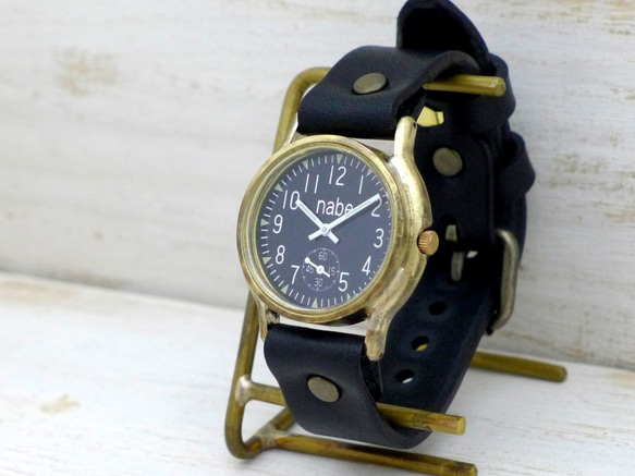“S-WATCH2-B-SSP”32 毫米黃銅小秒針黑色手工手錶 [207SSP BK] 第4張的照片