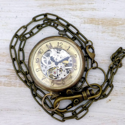 BHW110 手巻き懐中時計 アラビア数字 特大JUMBO(42mm) 真鍮甲丸ケース 手作り腕時計 [BHW110] 1枚目の画像