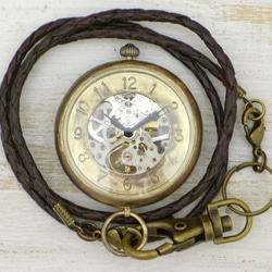 BHW110 手巻き懐中時計 アラビア数字 特大JUMBO(42mm) 真鍮甲丸ケース 手作り腕時計 [BHW110] 2枚目の画像