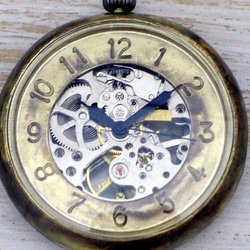 BHW110 手巻き懐中時計 アラビア数字 特大JUMBO(42mm) 真鍮甲丸ケース 手作り腕時計 [BHW110] 4枚目の画像