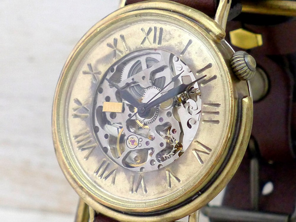 BAM043 羅馬數字自動上鍊黃銅超大號 42mm 手工腕錶 [BAM043 Rome] 第3張的照片