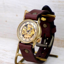 BHW073 ローマ数字 手巻きBrass32mm 手作り腕時計 真鍮 [BHW073 ローマ数字] 5枚目の画像