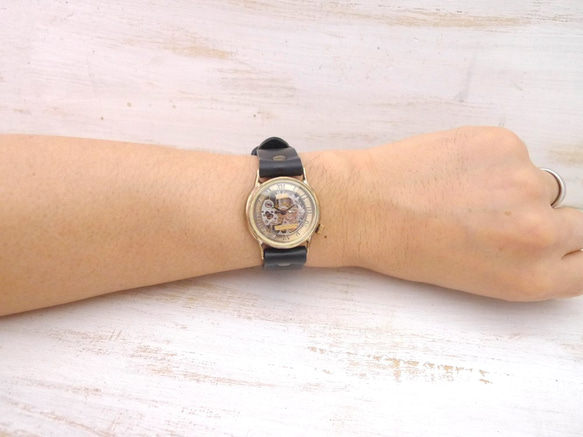 BHW073 ローマ数字 手巻きBrass32mm 手作り腕時計 真鍮 [BHW073 ローマ数字] 6枚目の画像