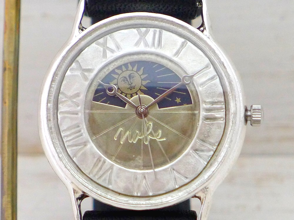"J.S.-S&M" JUMBOSilver Sun&Moon ローマ数字 手作り腕時計 [JUM31SV-S&M]