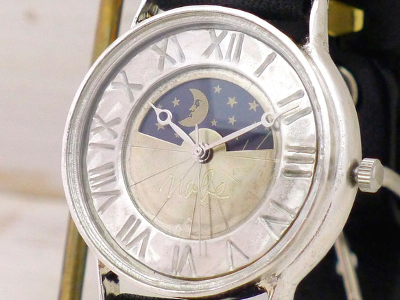 "J.S.-S&M" JUMBOSilver Sun&Moon ローマ数字 手作り腕時計 [JUM31SV-S&M] 5枚目の画像