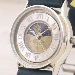 "S-WATCH2-SV-S&M" MensSilver Sun&Moon 手作り腕時計 [207SV-S&M ローマ] 1枚目の画像