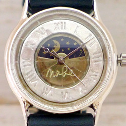 "S-WATCH2-SV-S&M" MensSilver Sun&Moon 手作り腕時計 [207SV-S&M ローマ] 5枚目の画像