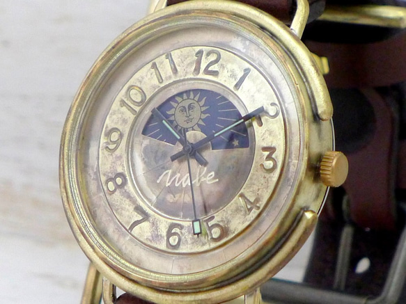 “GIGANT-BS &amp; M”超大號 42 毫米黃銅日月手工腕錶 [JUM129S &amp; M 阿拉伯] 第2張的照片
