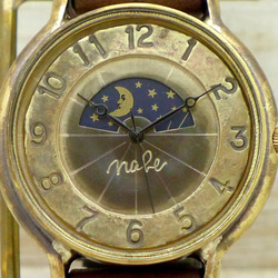 "GRANDAD-B-S&M" 42mmBrass Sun&Moon 手作り腕時計 [JUM116S&M アラビア] 5枚目の画像