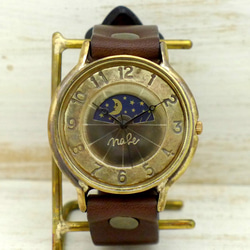 "GRANDAD-B-S&M" 42mmBrass Sun&Moon 手作り腕時計 [JUM116S&M アラビア] 6枚目の画像