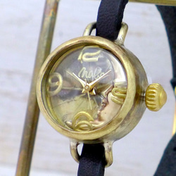 “CrescentMoon4-LB”20mm黃銅新月形錶盤手鍊式手工腕錶 [365CM4] 第1張的照片