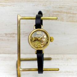 “CrescentMoon4-LB”20mm黃銅新月形錶盤手鍊式手工腕錶 [365CM4] 第4張的照片