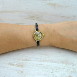“CrescentMoon4-LB”20mm黃銅新月形錶盤手鍊式手工腕錶 [365CM4] 第5張的照片