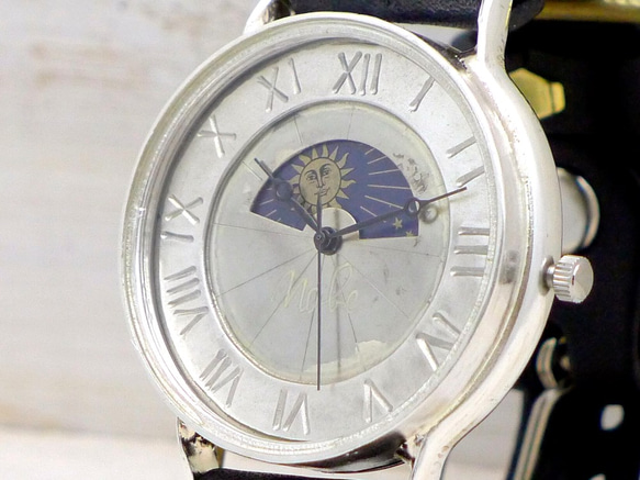 "GRANDAD-SV-S&M" 42mm Silver Sun&Moon 手作り腕時計 [JUM116SV-S&M] 5枚目の画像