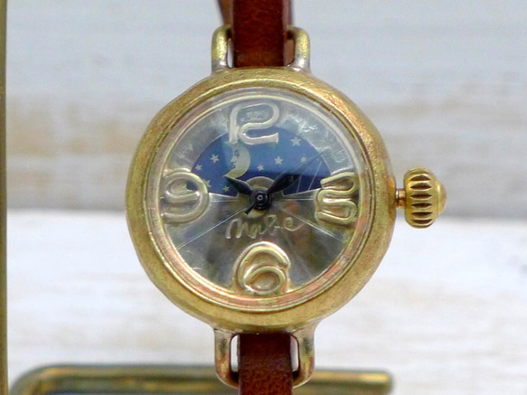 “瓢蟲-BS &amp; M”24 毫米黃銅太陽和月亮腳背圓形錶殼手工手錶 [375S &amp; M] 第5張的照片