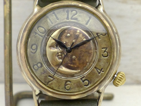 &quot;CrescentMoon-JB&quot; 36mm 黃銅 (Brass) Crescent 錶盤 阿拉伯手工鐘錶 第3張的照片