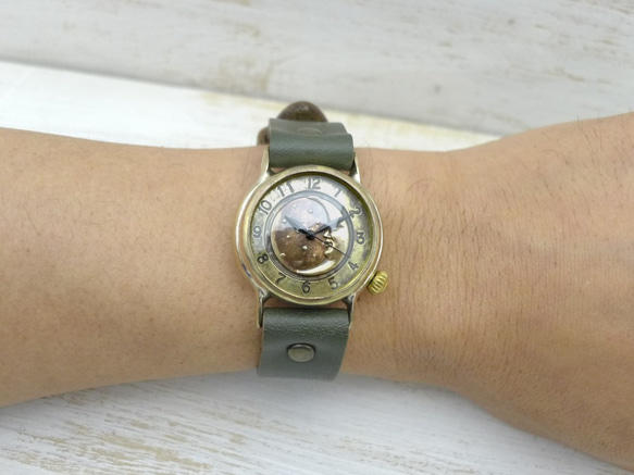 &quot;CrescentMoon-MB&quot; 32mm 黃銅 (Brass) Crescent 錶盤 阿拉伯手工鐘錶 第5張的照片