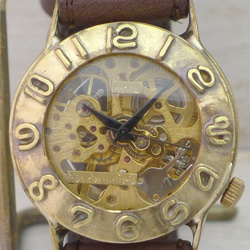 BHW058B2 縫紉機針跡手動上弦黃銅 36mm 3D 數字表圈 手工手錶 [BHW058B2] 第4張的照片