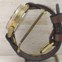 BHW058B2 縫紉機針跡手動上弦黃銅 36mm 3D 數字表圈 手工手錶 [BHW058B2] 第7張的照片