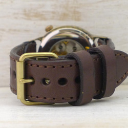BHW058B2 縫紉機針跡手動上弦黃銅 36mm 3D 數字表圈 手工手錶 [BHW058B2] 第8張的照片