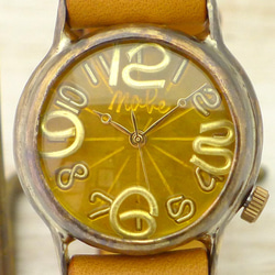 &quot;On Time-B&quot; YL（黃色）錶盤男士黃銅手工手錶 [214B YL] 第3張的照片