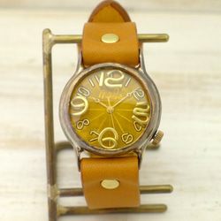 &quot;On Time-B&quot; YL（黃色）錶盤男士黃銅手工手錶 [214B YL] 第4張的照片