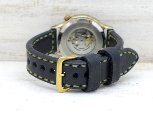 BAM022 自動黃銅 36mm Floating Index 手工縫製皮帶手工手錶 [BAM022] 第8張的照片