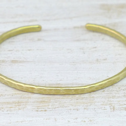 Brass Bangle 真鍮バングル 槌目テクスチャー 細身幅約3mm 3枚目の画像