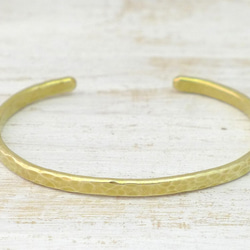 Brass Bangle 真鍮バングル 槌目テクスチャー 肉厚幅約3.8mm 3枚目の画像