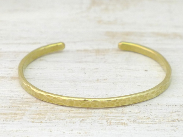 Brass Bangle 真鍮バングル 槌目テクスチャー 肉厚幅約3.8mm 3枚目の画像